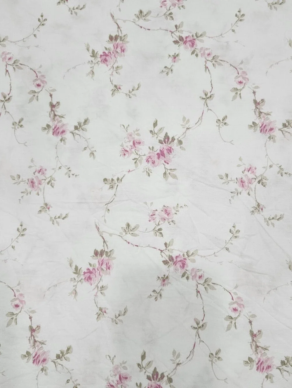 Rachel Ashwell Pink Roses Vining Micro Floral FULL Flat Sheet Shabby Cotton